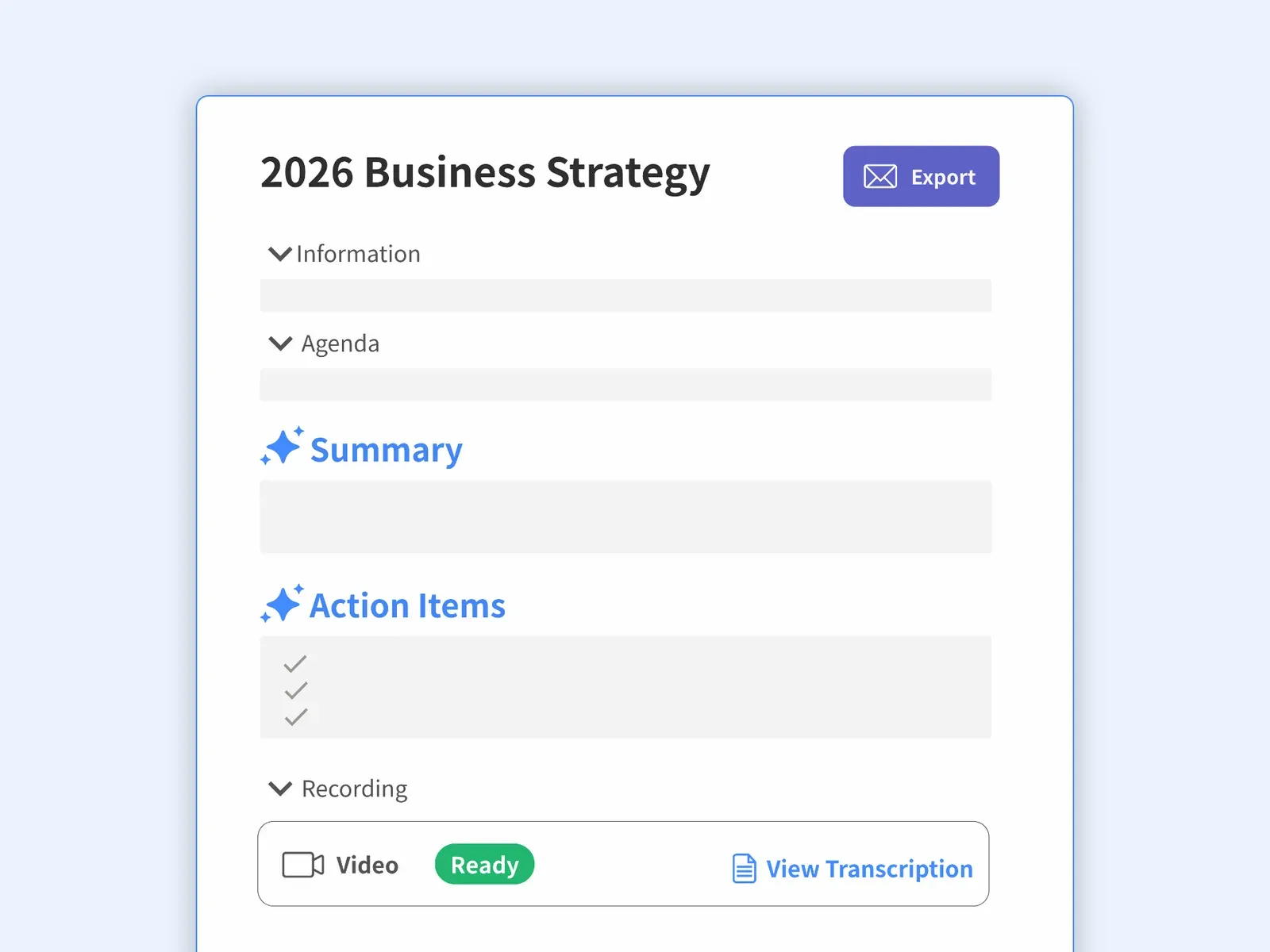 AI Summaries & Action Items UI